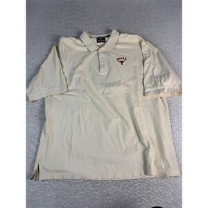 Texas Longhorns Polo Shirt Mens XL Cream NCAA College Embroidered Short Sleeve